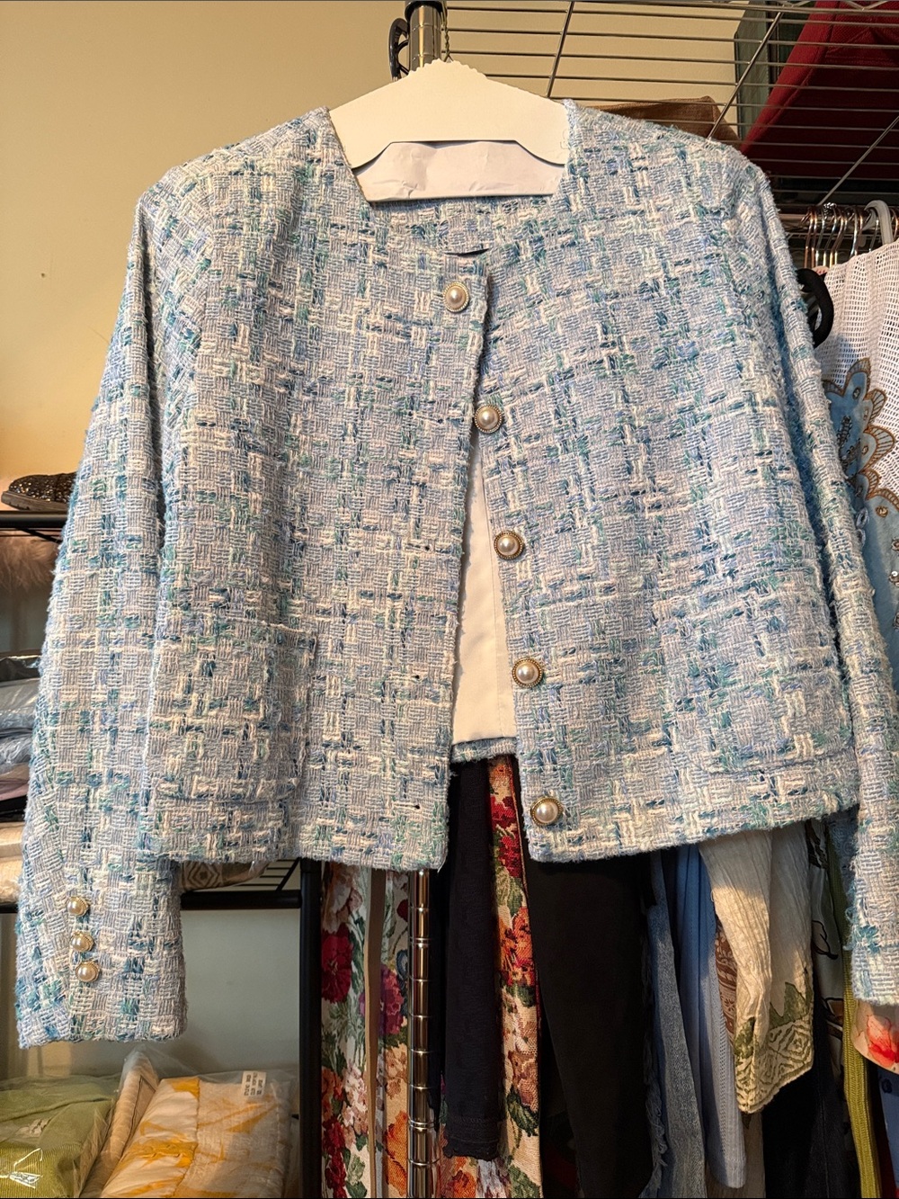 Nanette Lepore Blue & Aqua Tweed Blazer